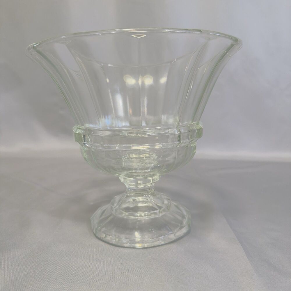 Vase Clear Glass Flared Palm Panels Bowl Footed Kromer Compote Trifle 7.25"